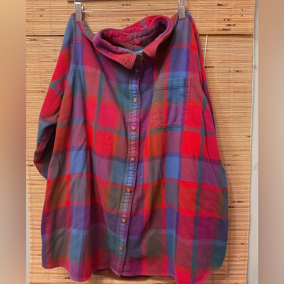 Women’s Scotch L.L. Bean flannel plus size 3x red neon olive green - Picture 2 of 6